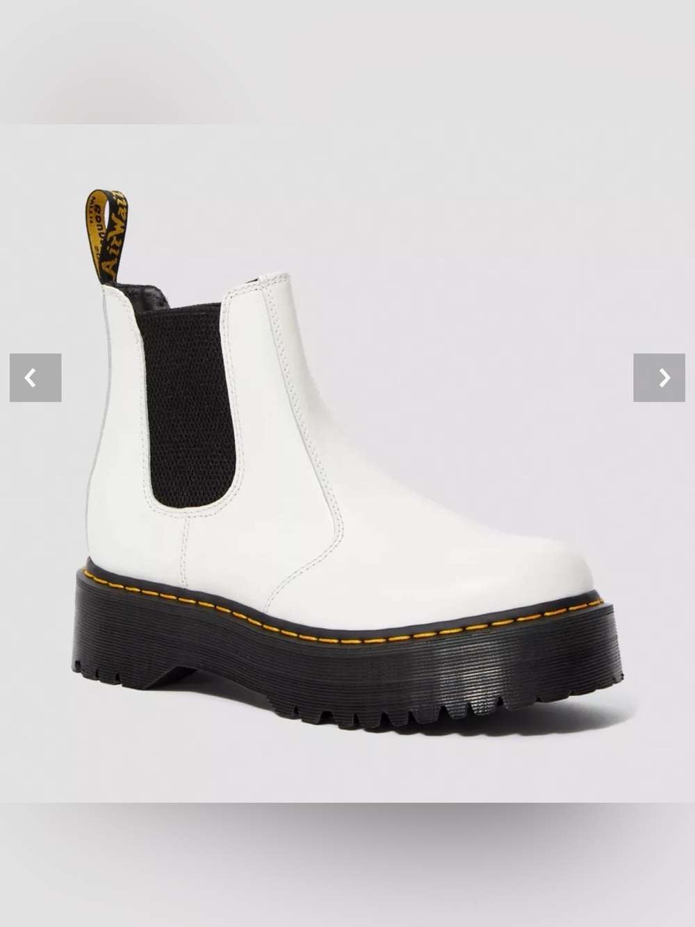 Dr. Martens 2976 Smooth Leather Platform Chelsea Boots White — Smooth Leather 7